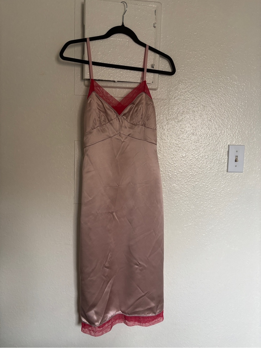 Vintage Whistles Blush Pink Slip Dress with Lace Trim